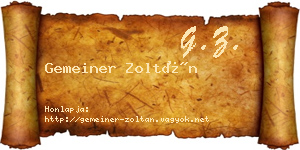 Gemeiner Zoltán névjegykártya