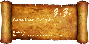 Gemeiner Zoltán névjegykártya